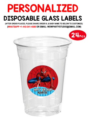 Spiderman Plastic /  Mocktail  Disposable Glass Stickers (24 Pcs)