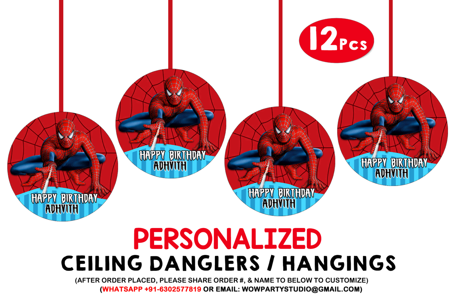 Spiderman Theme Ceiling Hangings / Danglers (12 Pcs) #2
