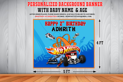 Hot Wheels Theme Backdrop / Background Banner (4ft x 5ft)