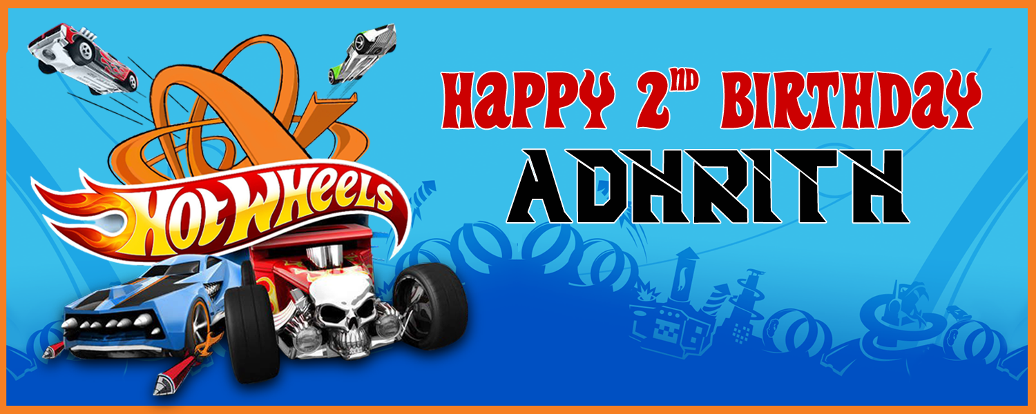 Personalized Hot Wheels Birthday Backdrop Banner (2ft x 5ft)