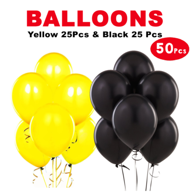 Balloons Yellow & Black - 50Pcs