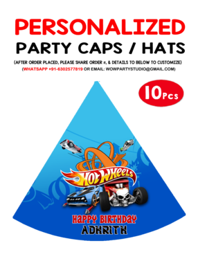 Hot Wheels - Party Caps / Hats (10 Pcs)