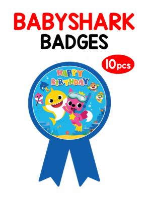 Baby Shark Theme Badges 10Pcs - (Non Personalized)