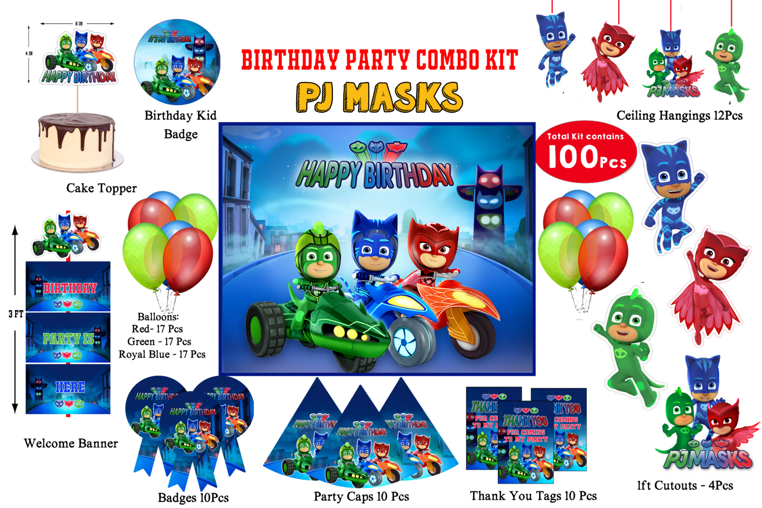 PJ Masks Combo Kit - 100Pcs (Non Customized)