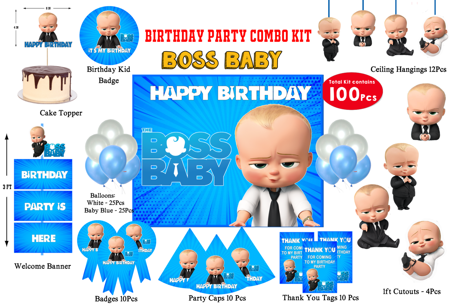 Boss Baby Combo Kit - 100Pcs (Non Customized)