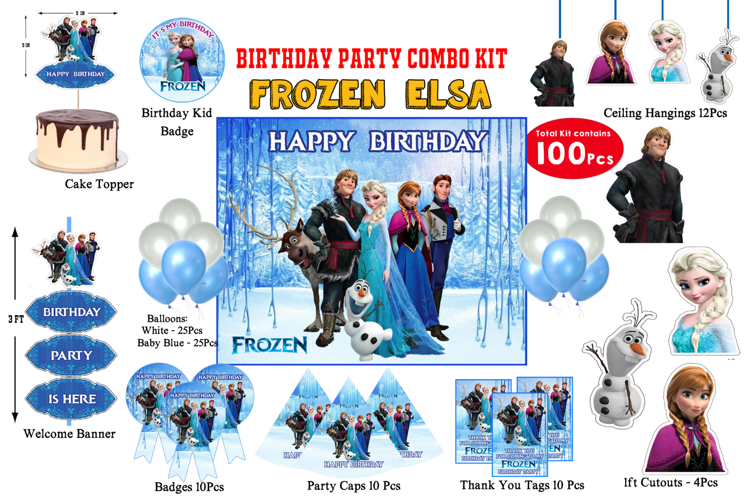 Frozen Elsa Combo Kit - 100Pcs (Non Customized)
