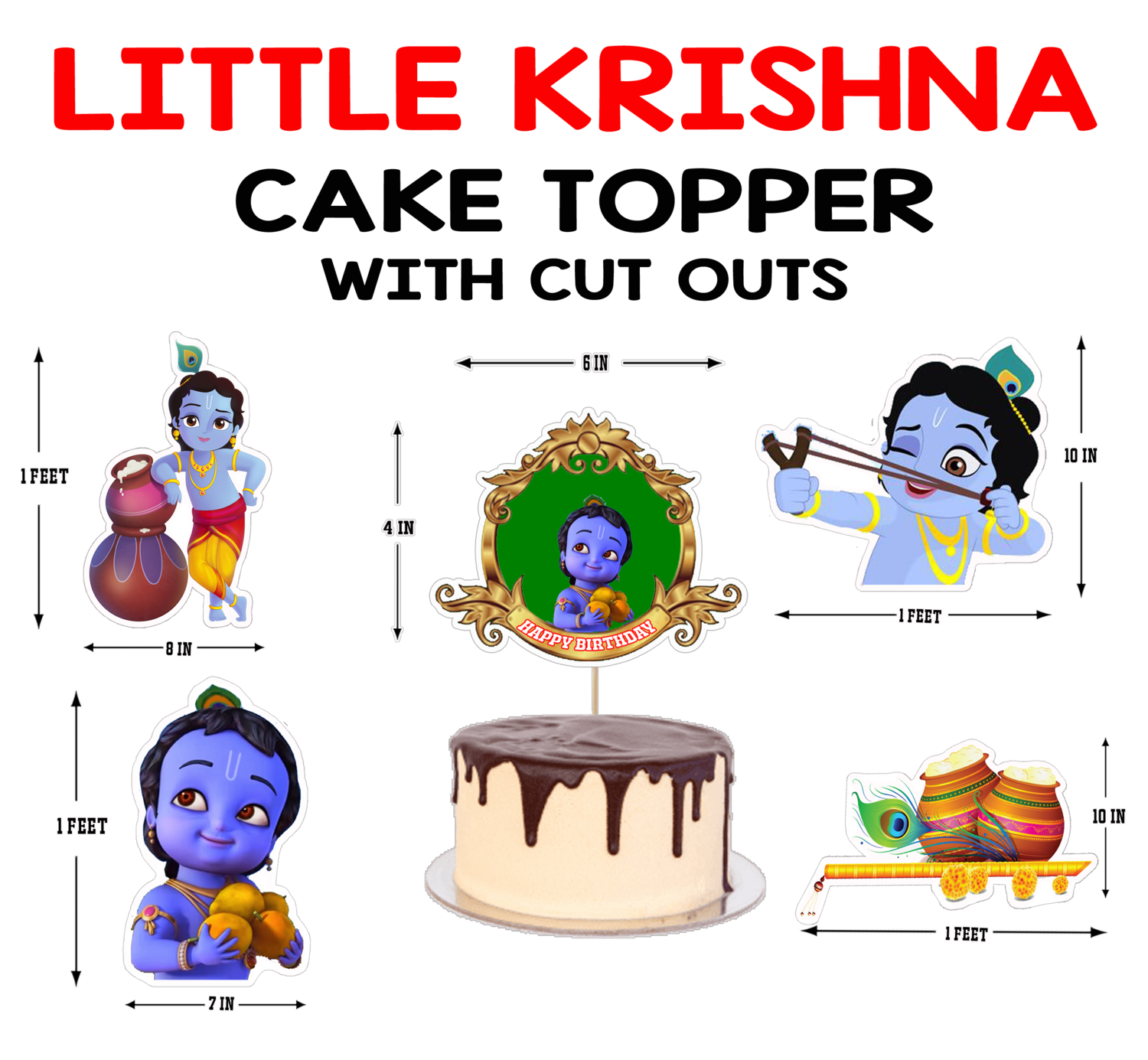 Little Krishna - Cake Topper Combo (Non Personalized)