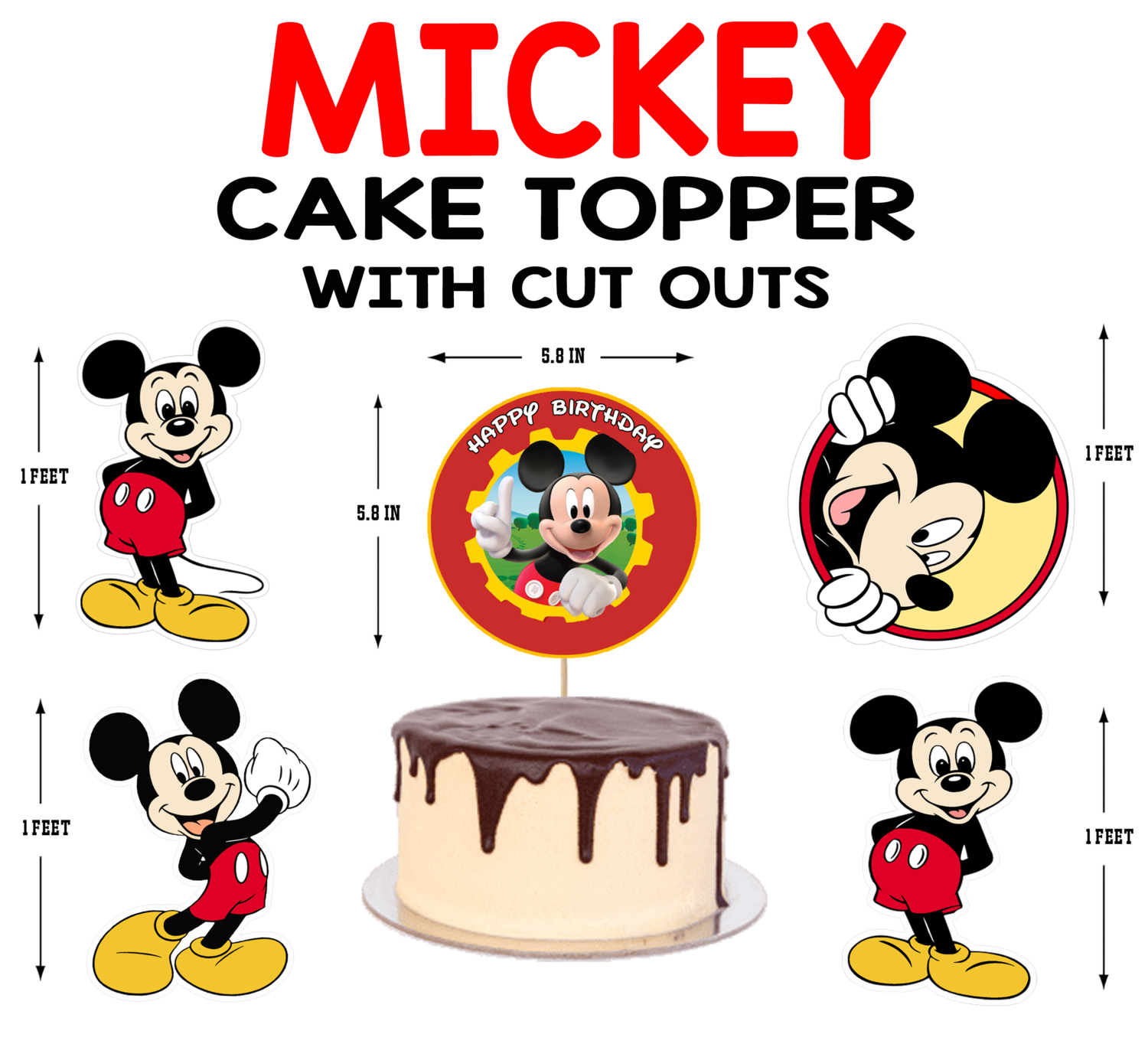 Mickey Mouse - Cake Topper Combo (Non Personalized)