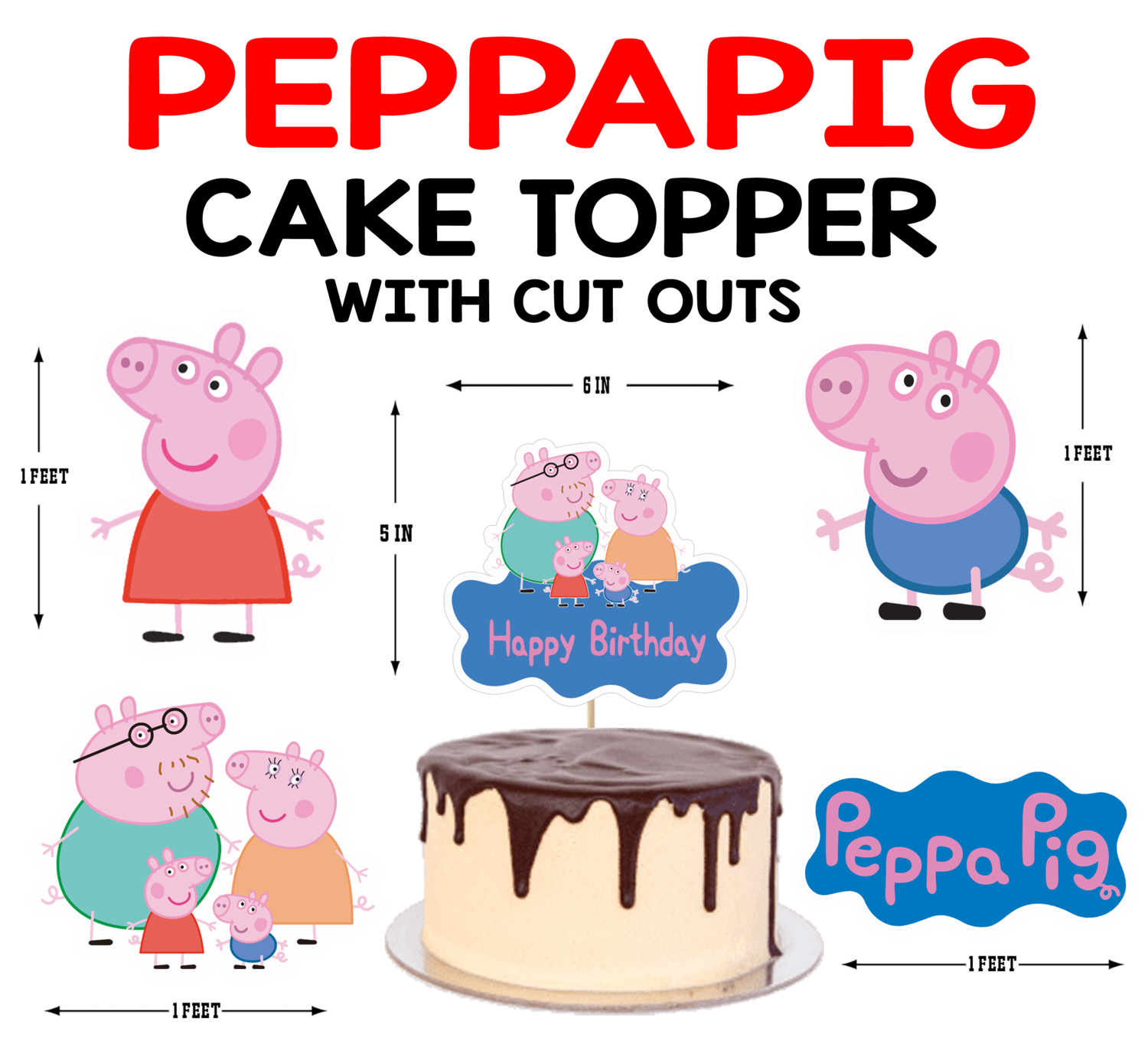 Peppa Pig - Cake Topper Combo (Non Personalized)