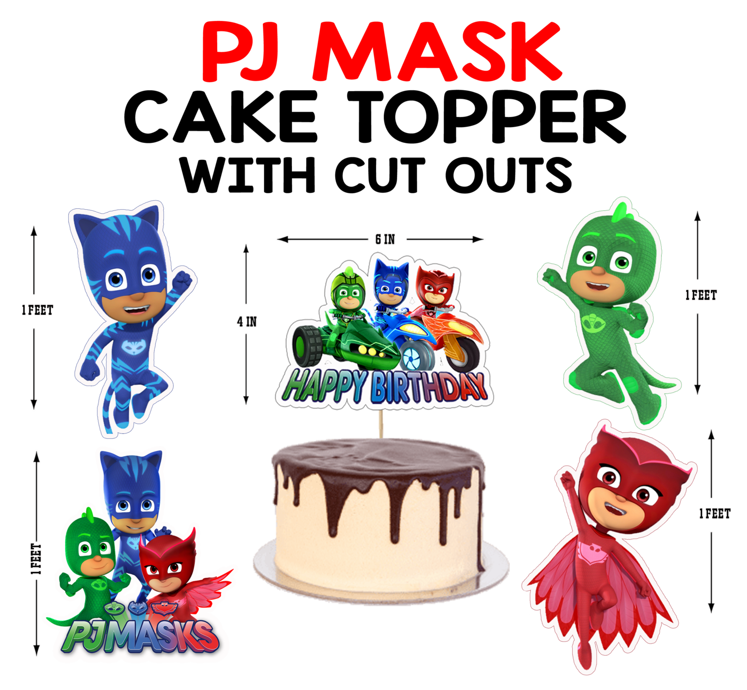 PJ Masks - Cake Topper Combo (Non Personalized)