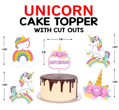 Unicorn - Cake Topper Combo (Non Personalized)