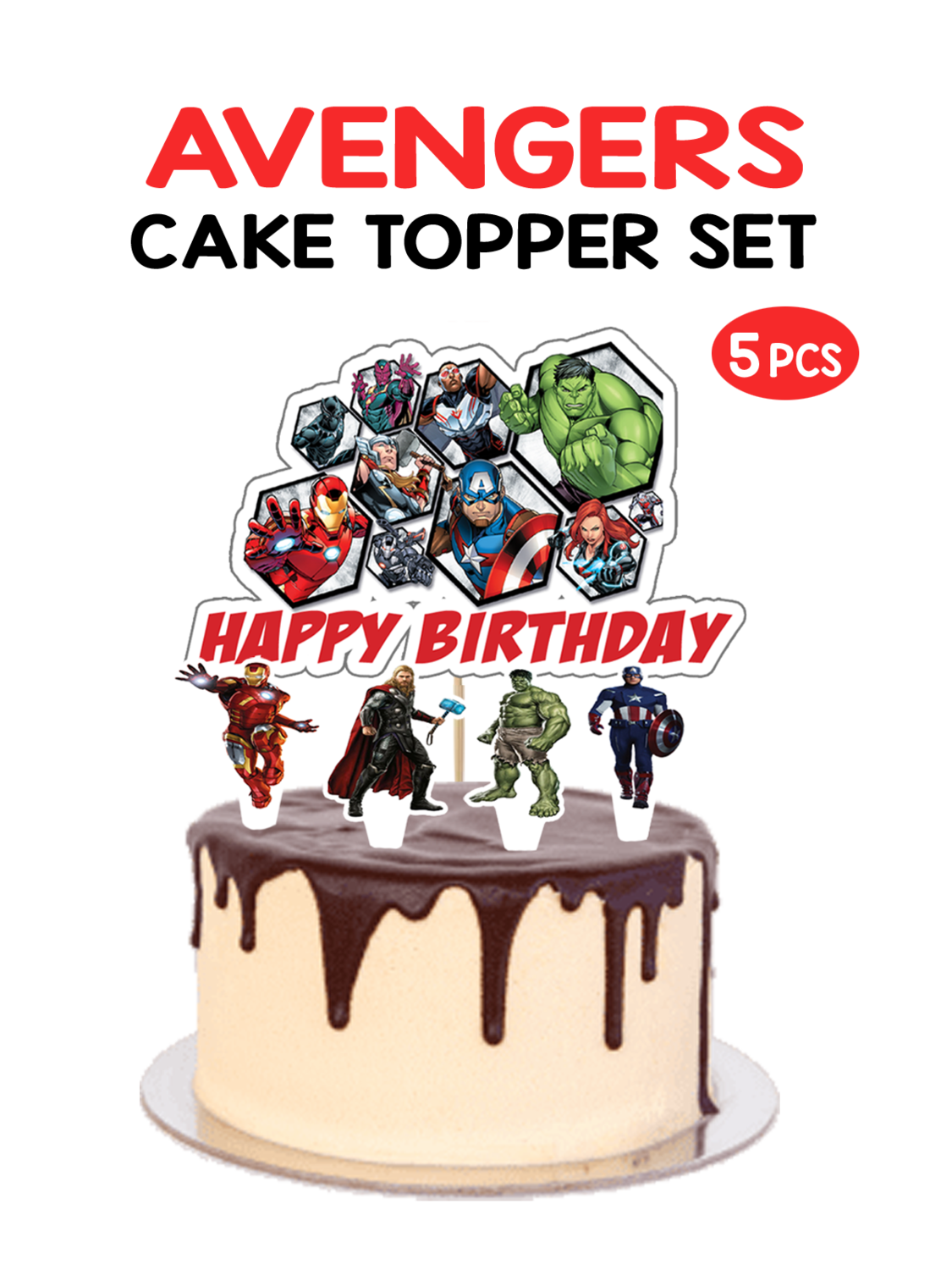 Avengers - Cake Topper 5pcs Set (Non Customised)