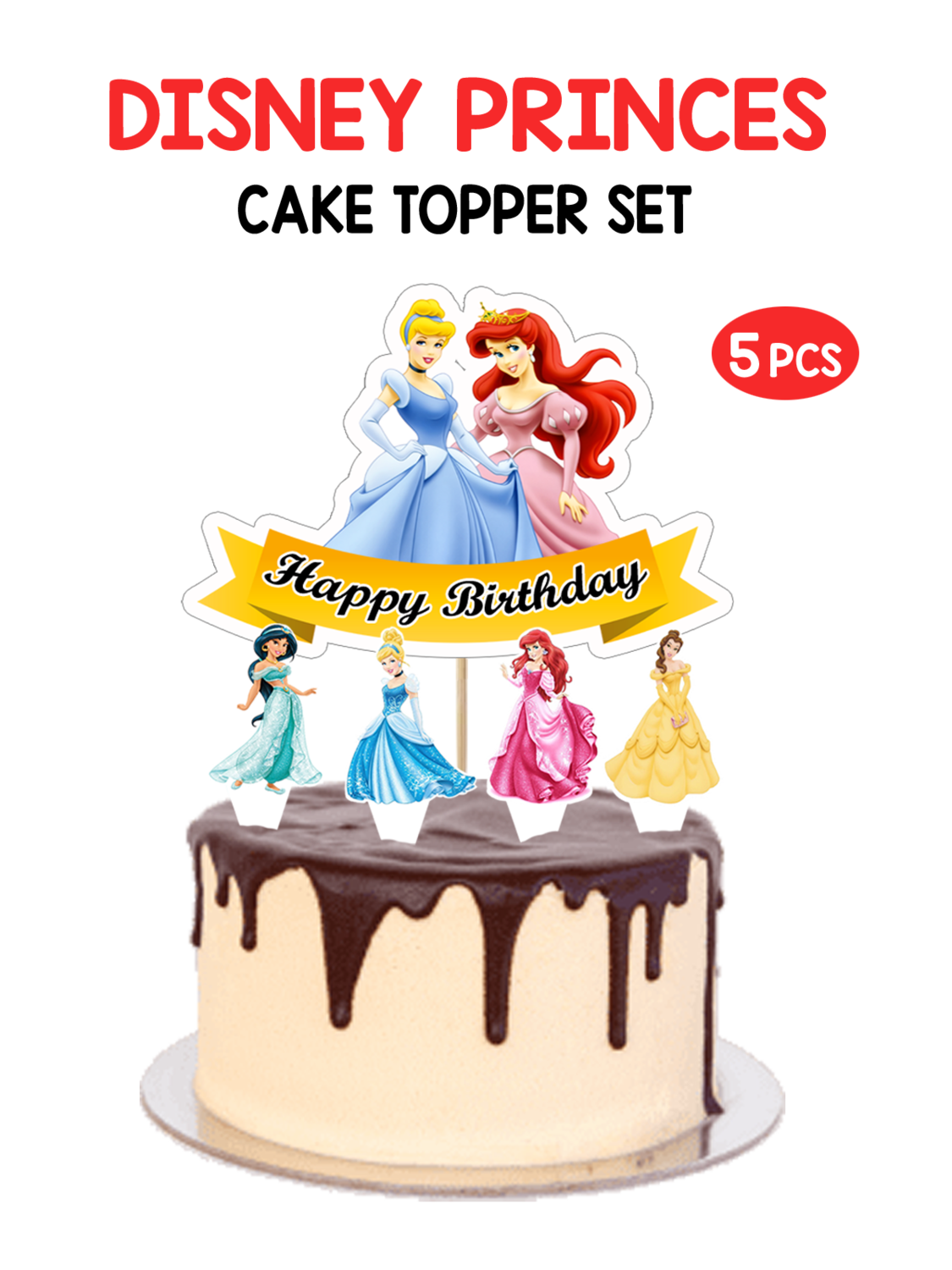 Disney Princess - Cake Topper 5pcs Set (Non-Customised)