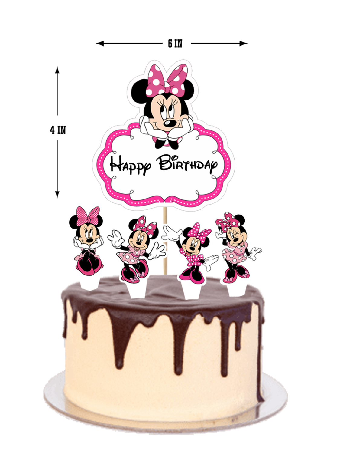 Minnie Mouse - Cake Topper 5pcs Set(Non-Customised)