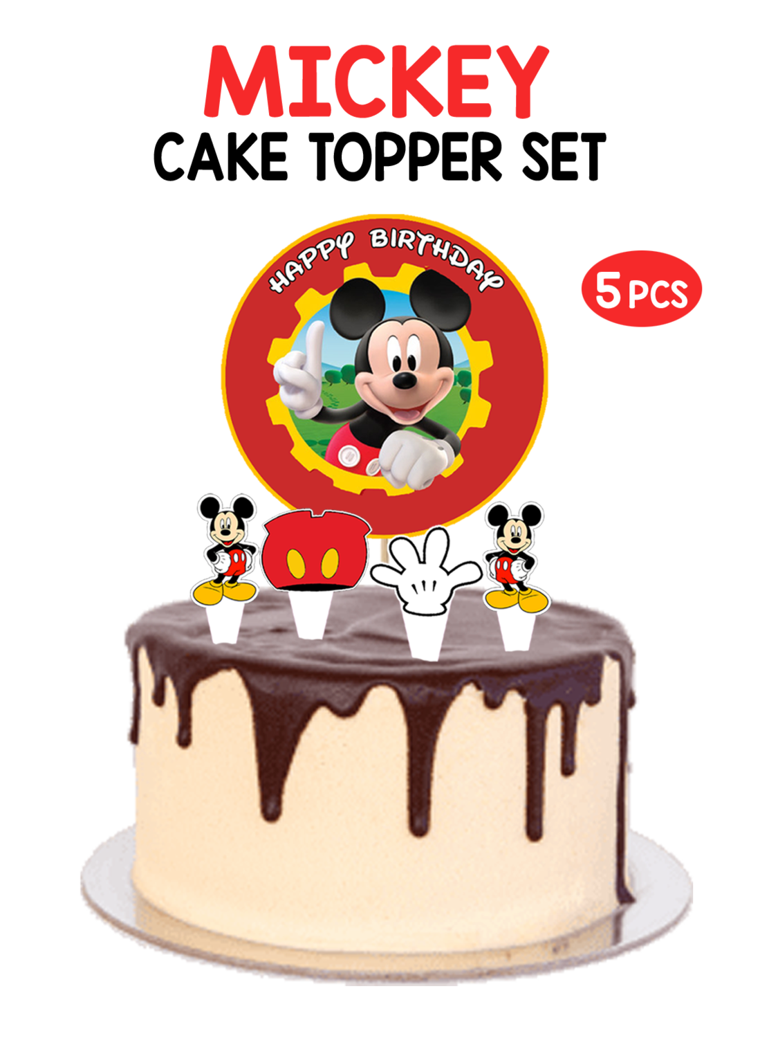 Mickey Mouse - Cake Topper 5pcs Set