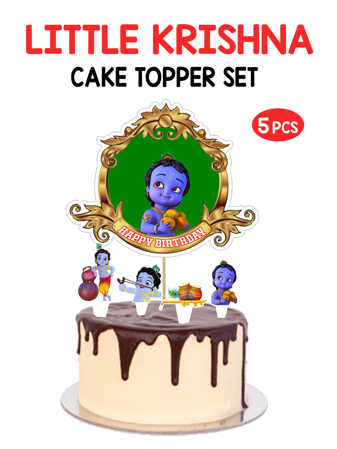 Little Krishna - Cake Topper 5pcs Set