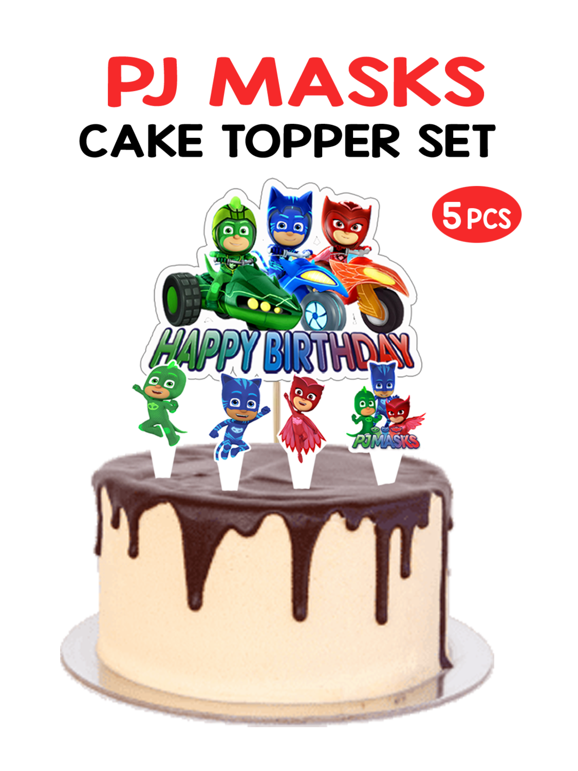 PJ Masks - Cake Topper 5pcs Set(Non-Customised)