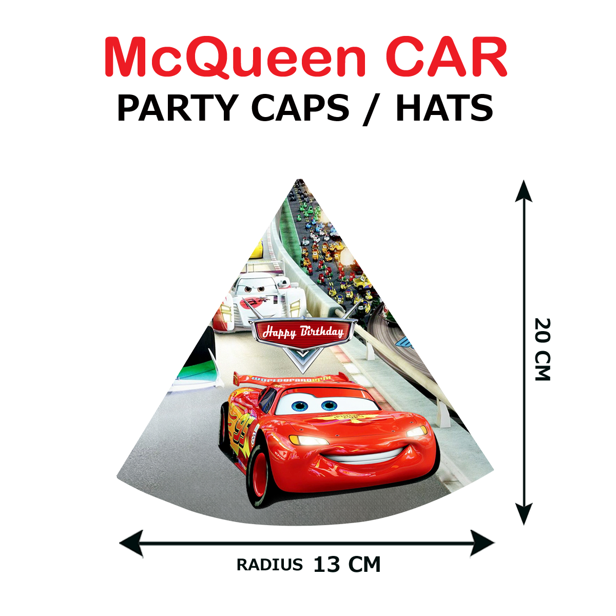 McQueen Car Party Caps / Hats (10 Pcs) - Non Personalized