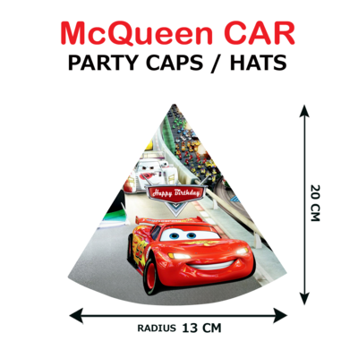McQueen Car Party Caps / Hats (10 Pcs) - Non Personalized