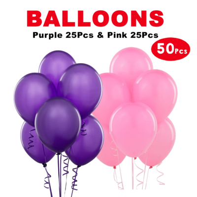 Balloons Purple & Pink - 50Pcs