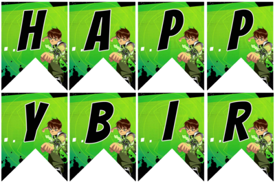 Ben 10 Theme - Bunting Banner with Name