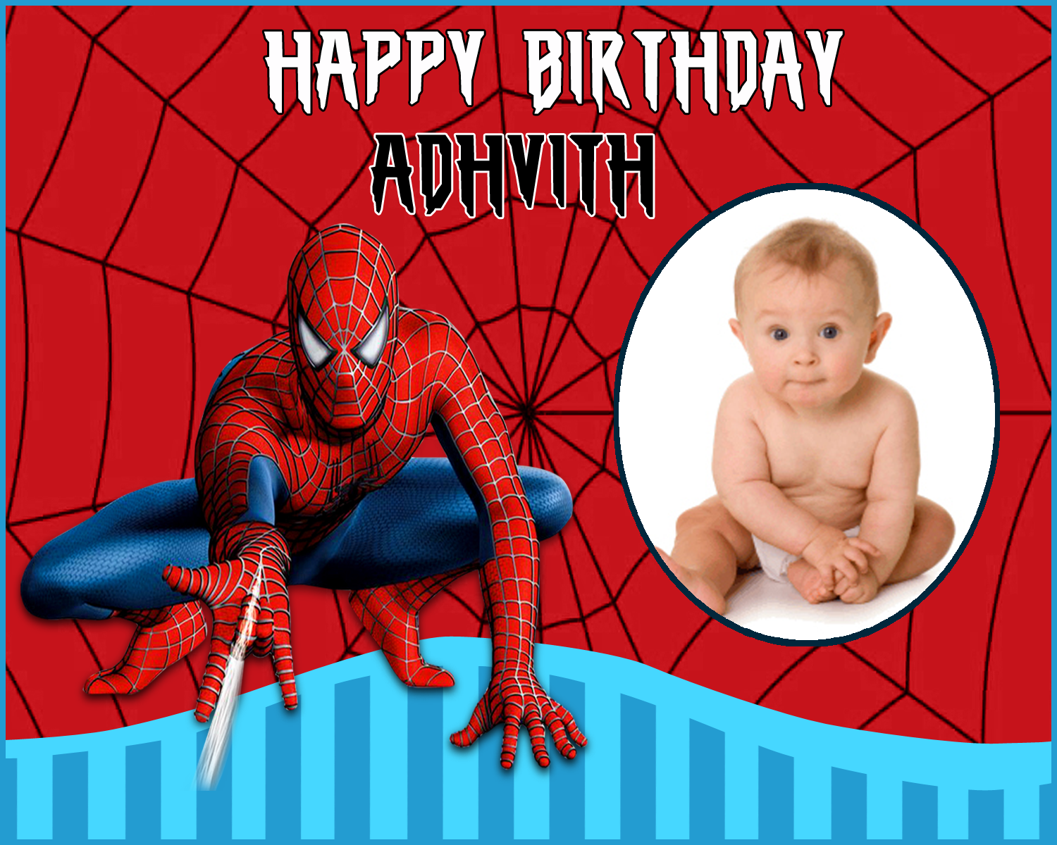 Spiderman Backdrop / Background Banner With Baby Picture (4ft x 5ft)