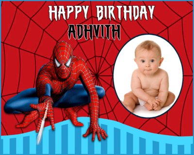 Spiderman Backdrop / Background Banner With Baby Picture  (4ft x 5ft)