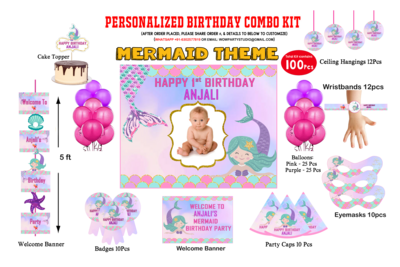 Mermaid - Birthday Party Combo Kit 100Pcs
