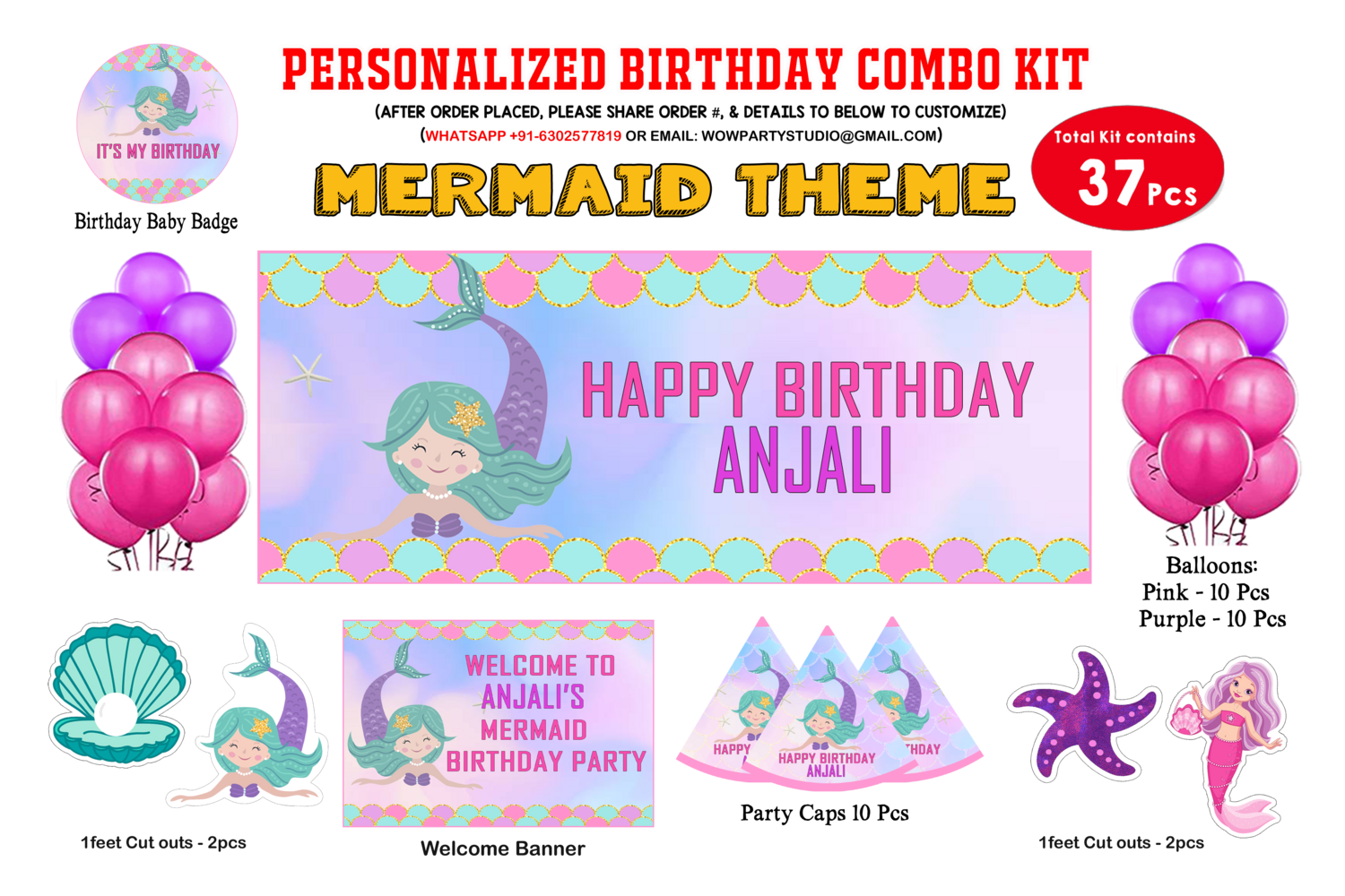 Mermaid Theme - Combo Kit 37Pcs