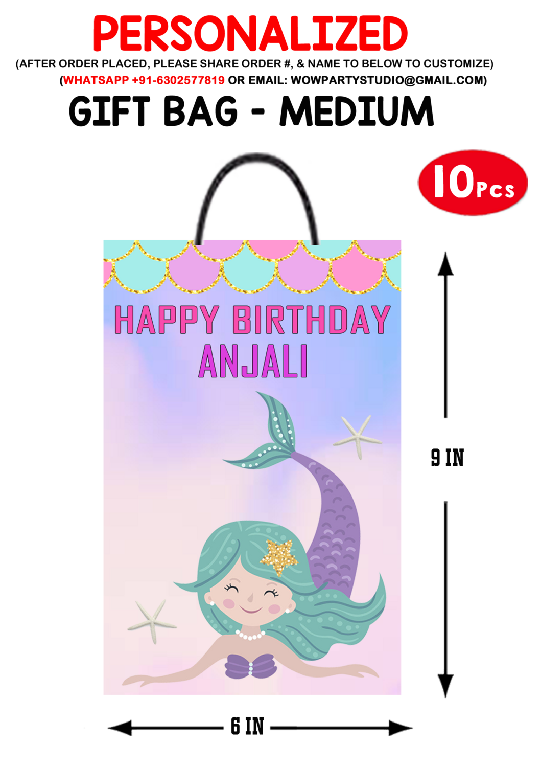 Mermaid Theme - Gift Bag Medium (10 Pcs)