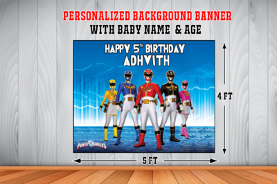 Power Rangers Backdrop / Background Banner (4ft x 5ft) #2