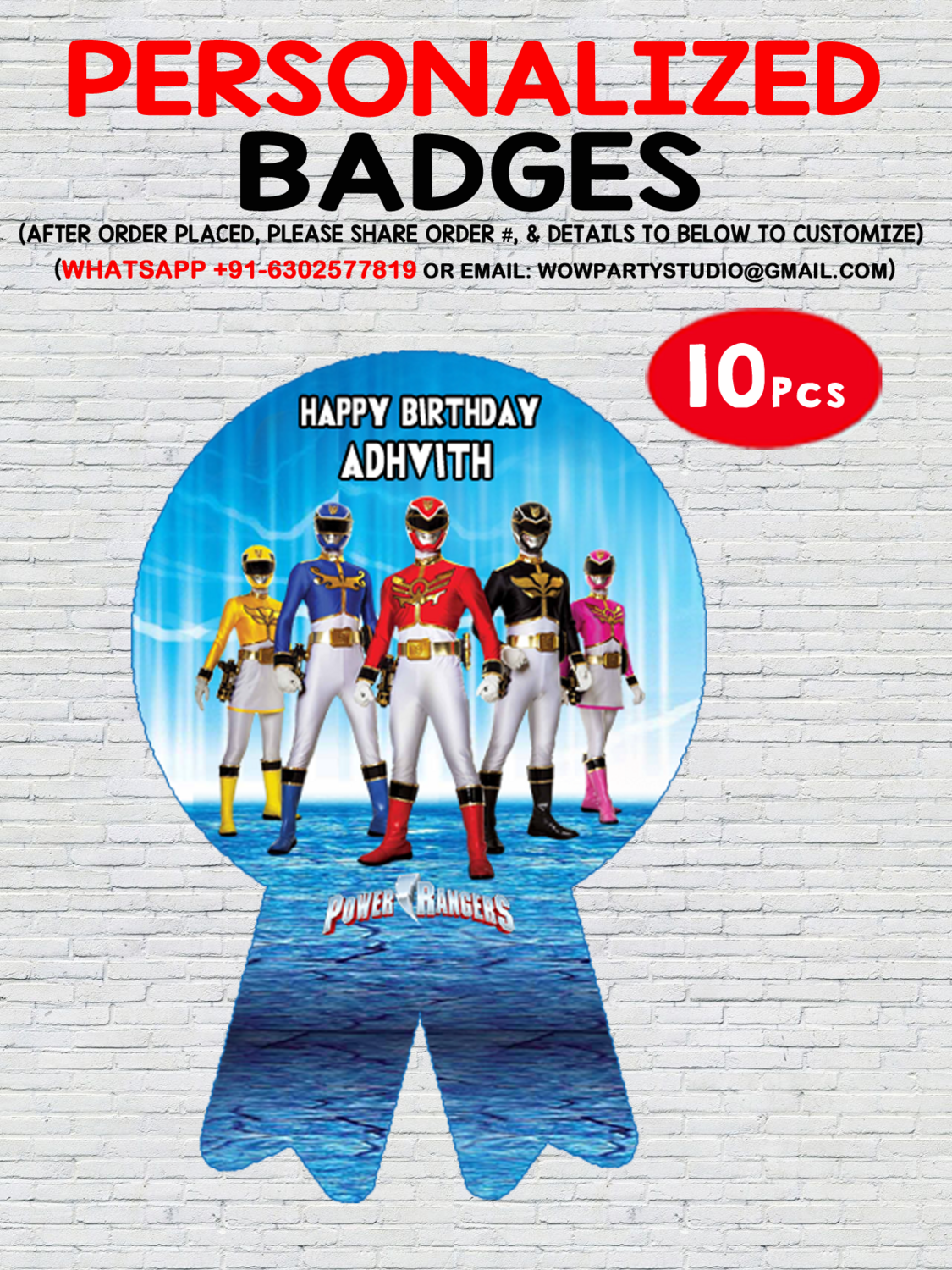 Power Rangers Theme - Badges (10 Pcs)