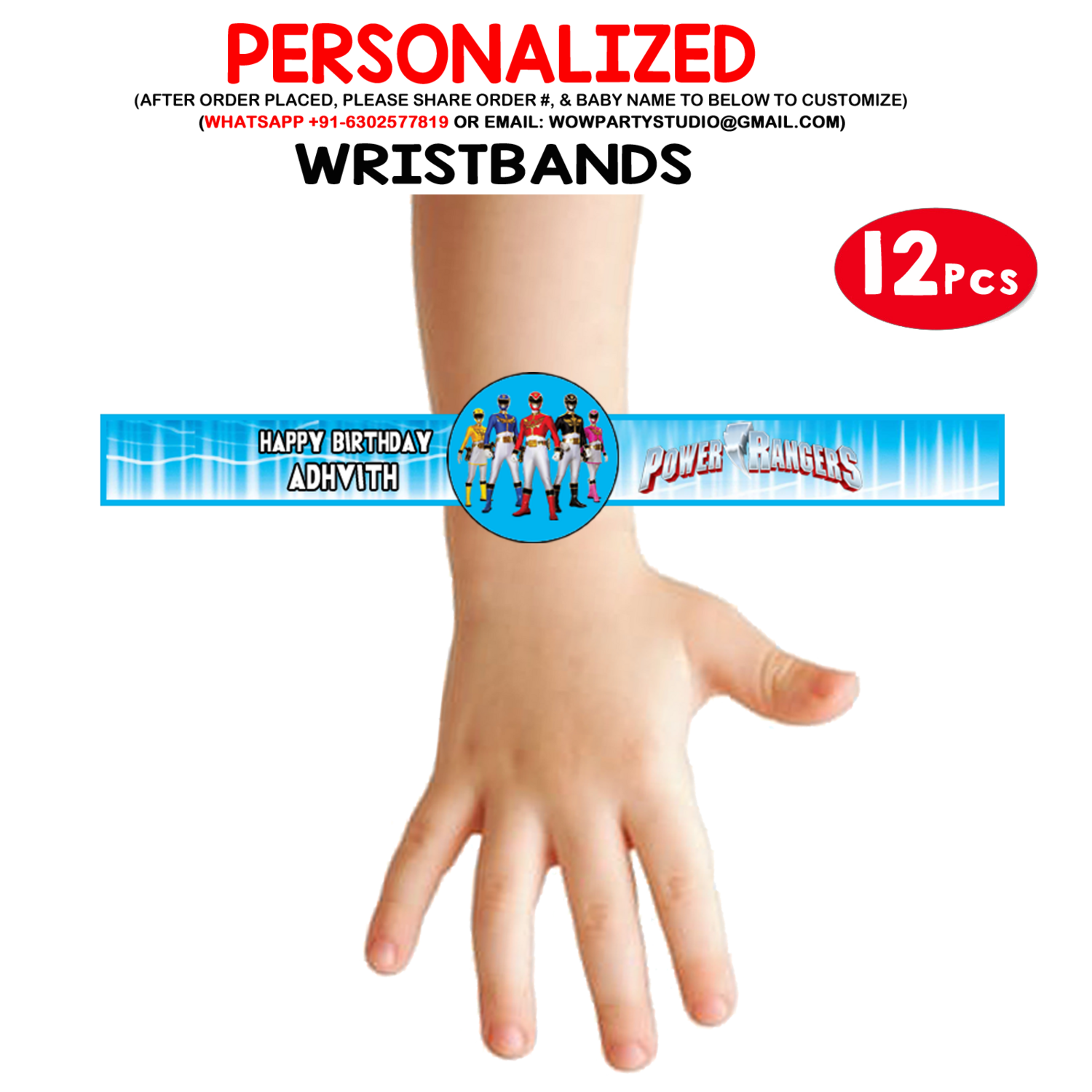 Power Rangers Theme Wristbands (12 Pcs)