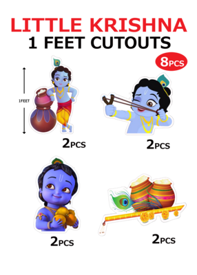 Little Krishna Theme Cutouts (1ft) - 8 Pcs