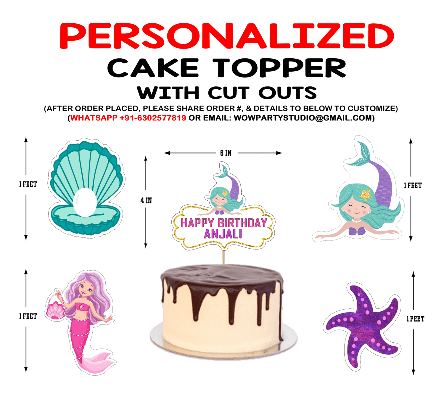 Mermaid Theme - Cake Topper Combo
