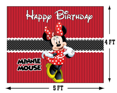 Minnie Mouse Backdrop / Background Banner (4ft x 5ft) - (Non-Personalized)