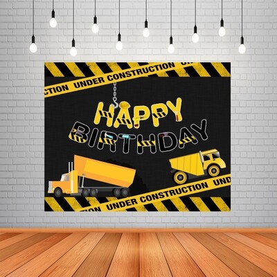 Construction Backdrop / Background Banner (4ft x 5ft) - (Non-Personalized)