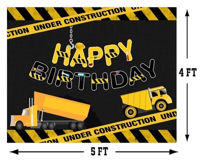 Construction Backdrop / Background Banner (4ft x 5ft) - (Non-Personalized)