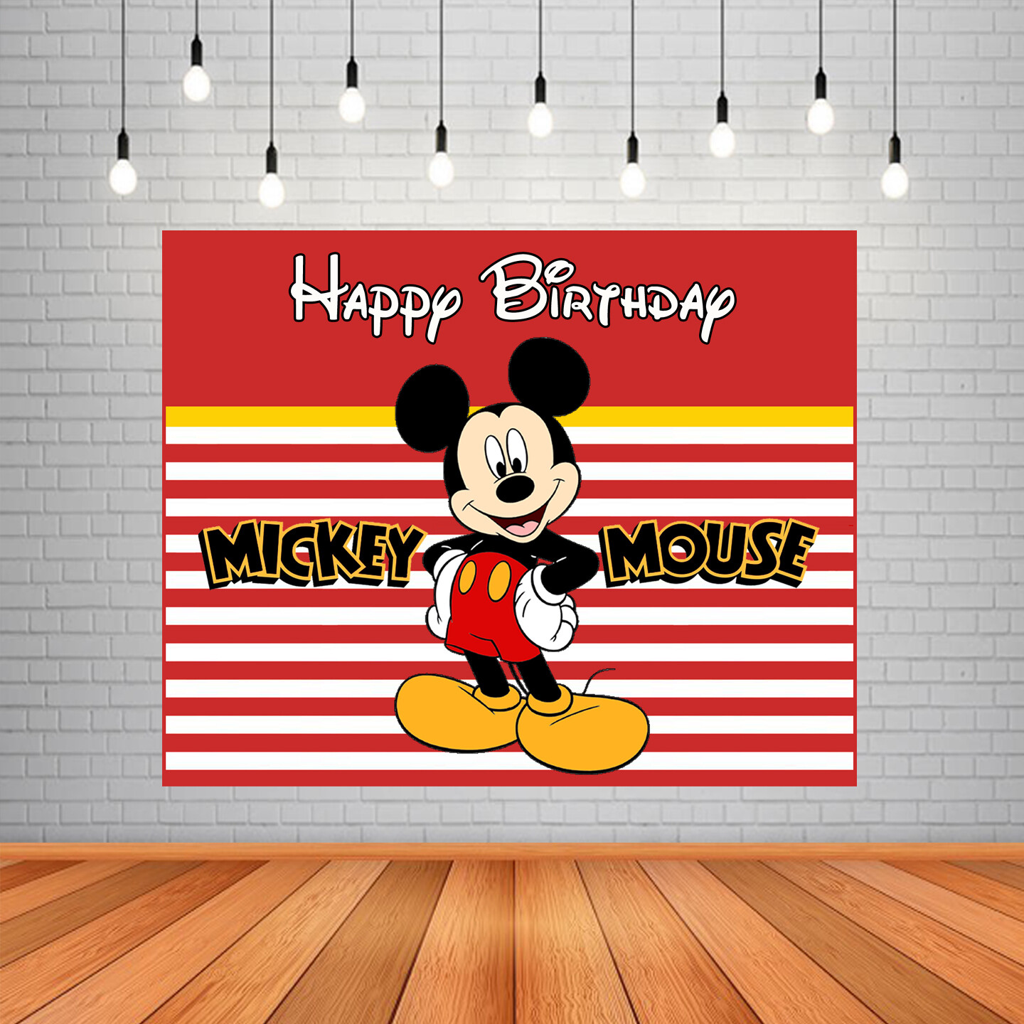 Mickey Mouse Backdrop / Background Banner (4ft x 5ft) - (Non-Personalized)