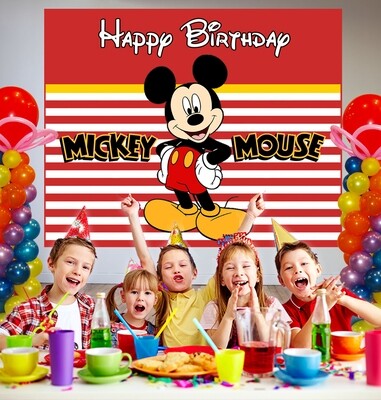 Mickey Mouse Backdrop / Background Banner (4ft x 5ft) - (Non-Personalized)