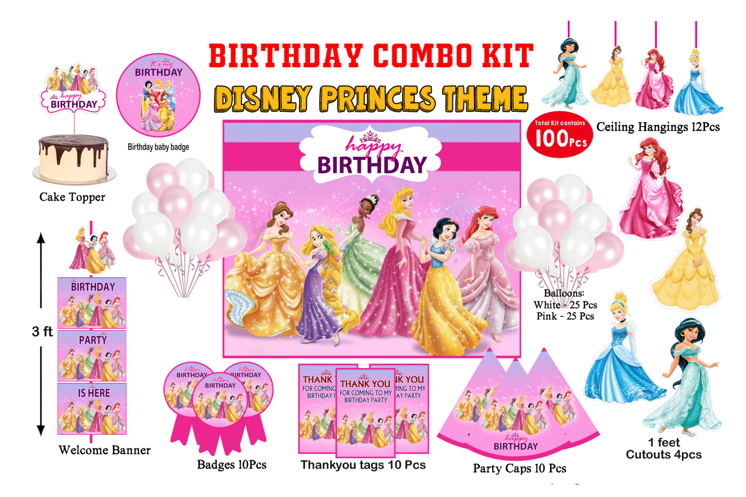 Princess Disney Combo Kit -100Pcs (Non Customized)