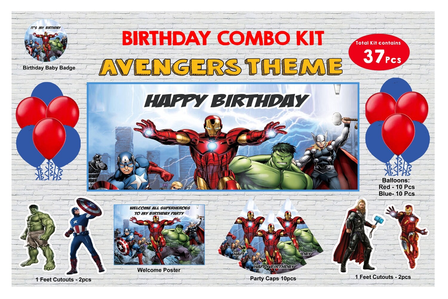 Avengers Theme - Combo Kit 37Pcs (Non - Personalized)