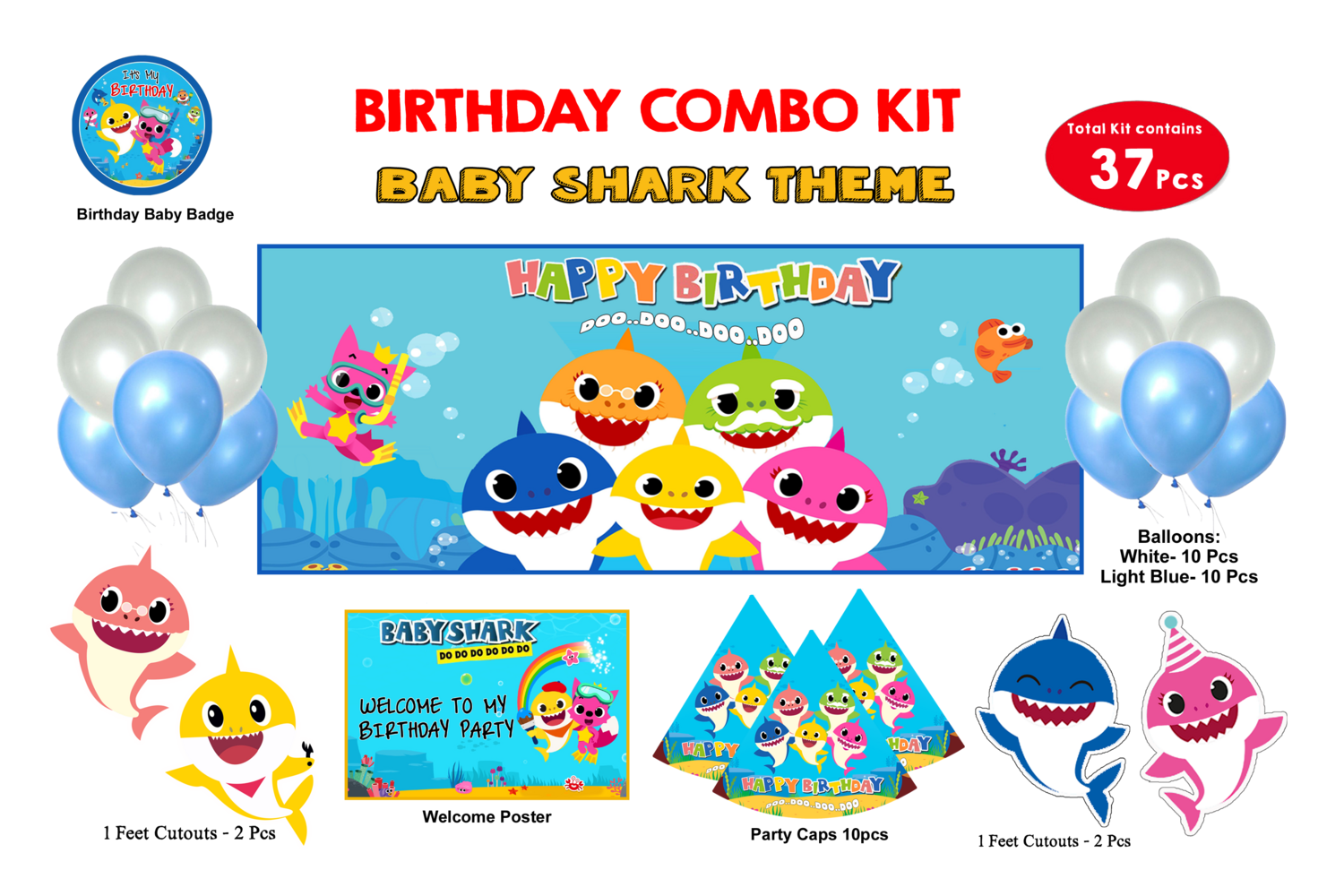 Baby Shark Theme - Combo Kit 37Pcs (Non - Personalized)