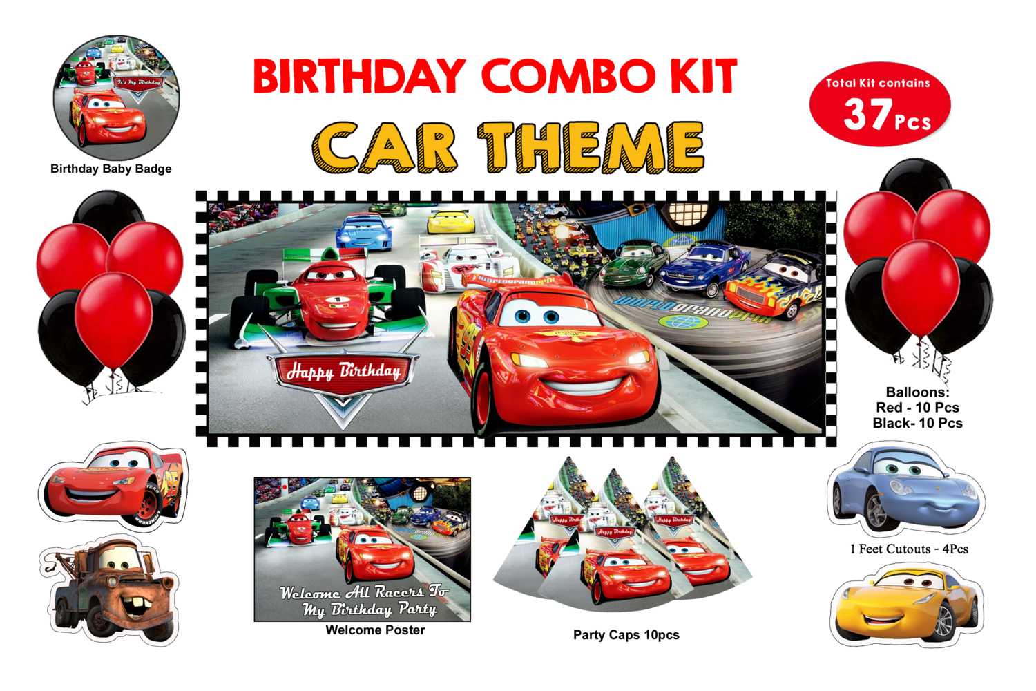 Car Theme - Combo Kit 37Pcs (Non - Personalized)