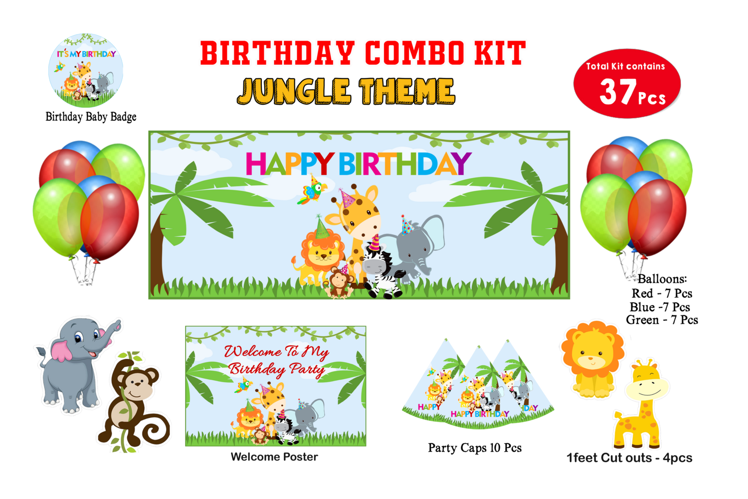 Jungle Theme - Combo Kit 37Pcs (Non - Personalized)