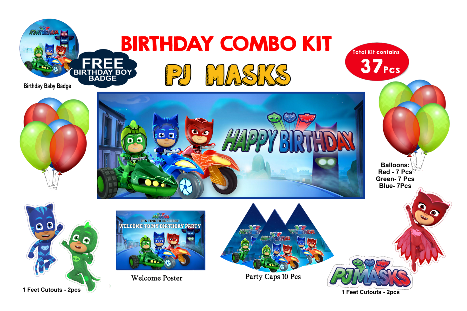 PJ Mask Theme - Combo Kit 37Pcs (Non - Personalized)