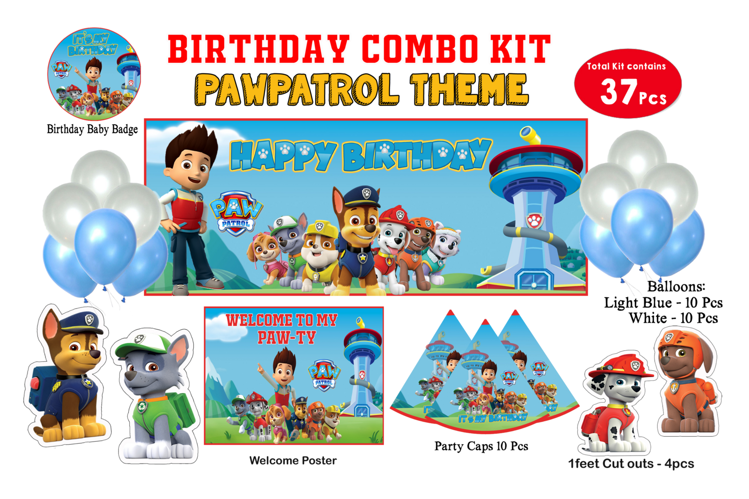 Paw Patrol Theme - Combo Kit 37Pcs (Non - Personalized)