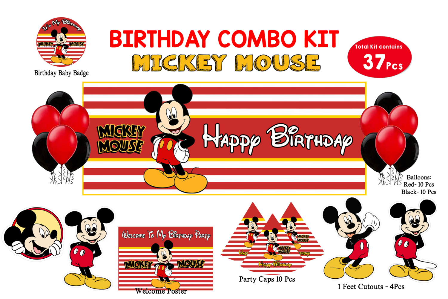 Mickey Mouse Theme - Combo Kit 37Pcs (Non - Personalized)