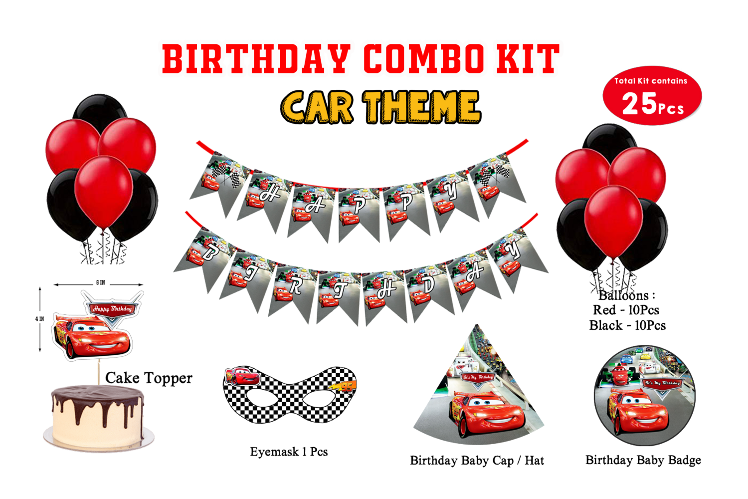 Car Theme - Combo Kit 25Pcs (Non Personalized)