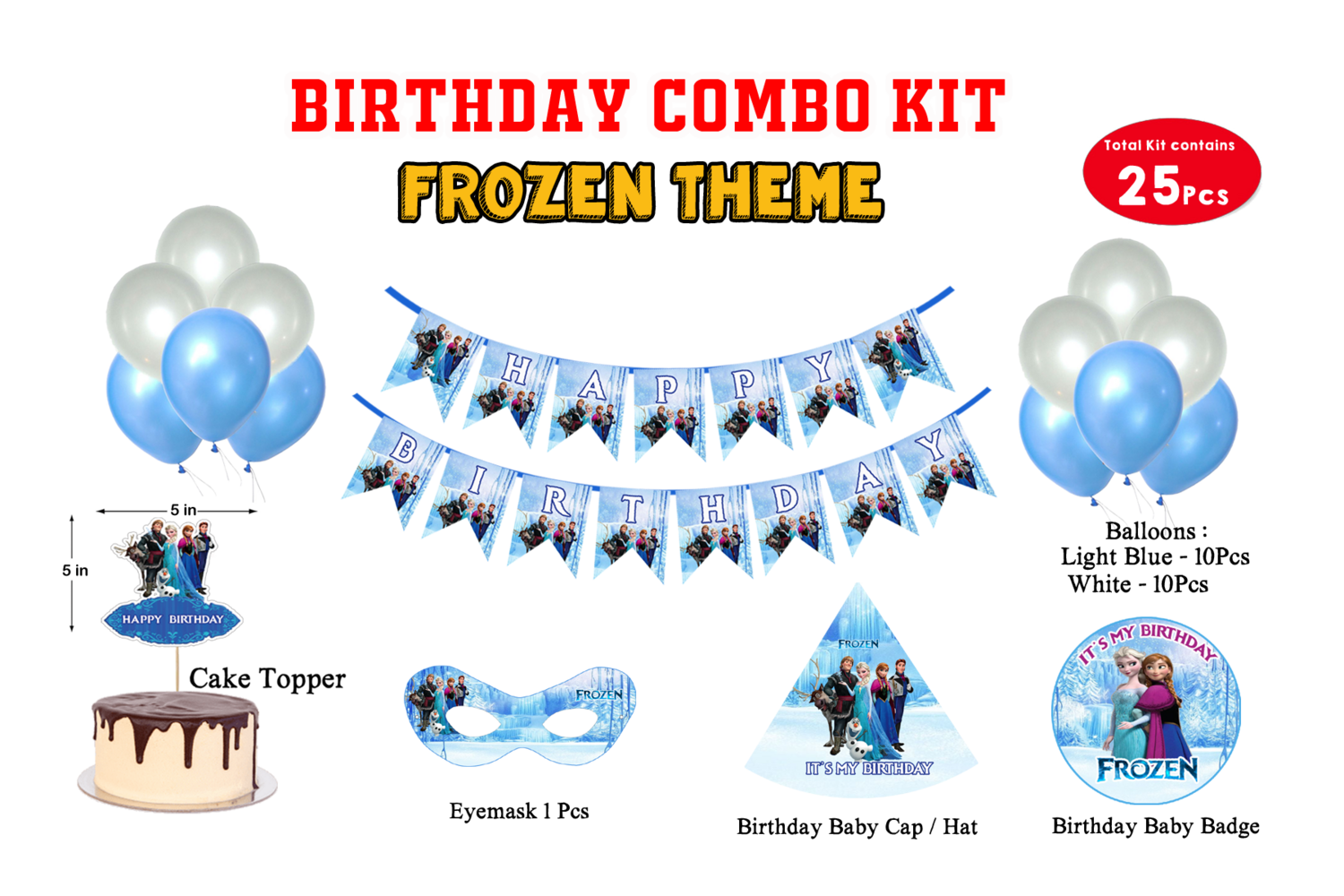 Frozen Elsa Theme - Combo Kit 25Pcs (Non Personalized)